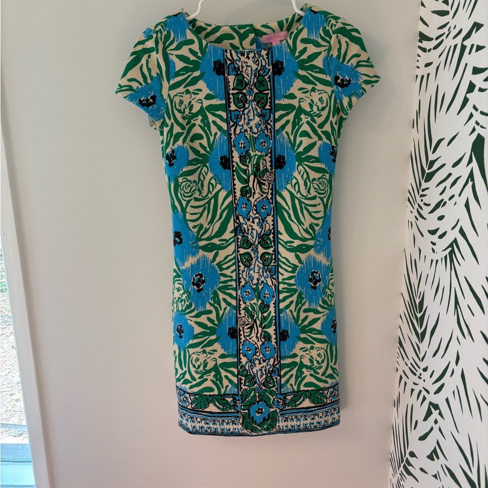 Lilly Pulitzer Blue and Green Sheath Mini Dress